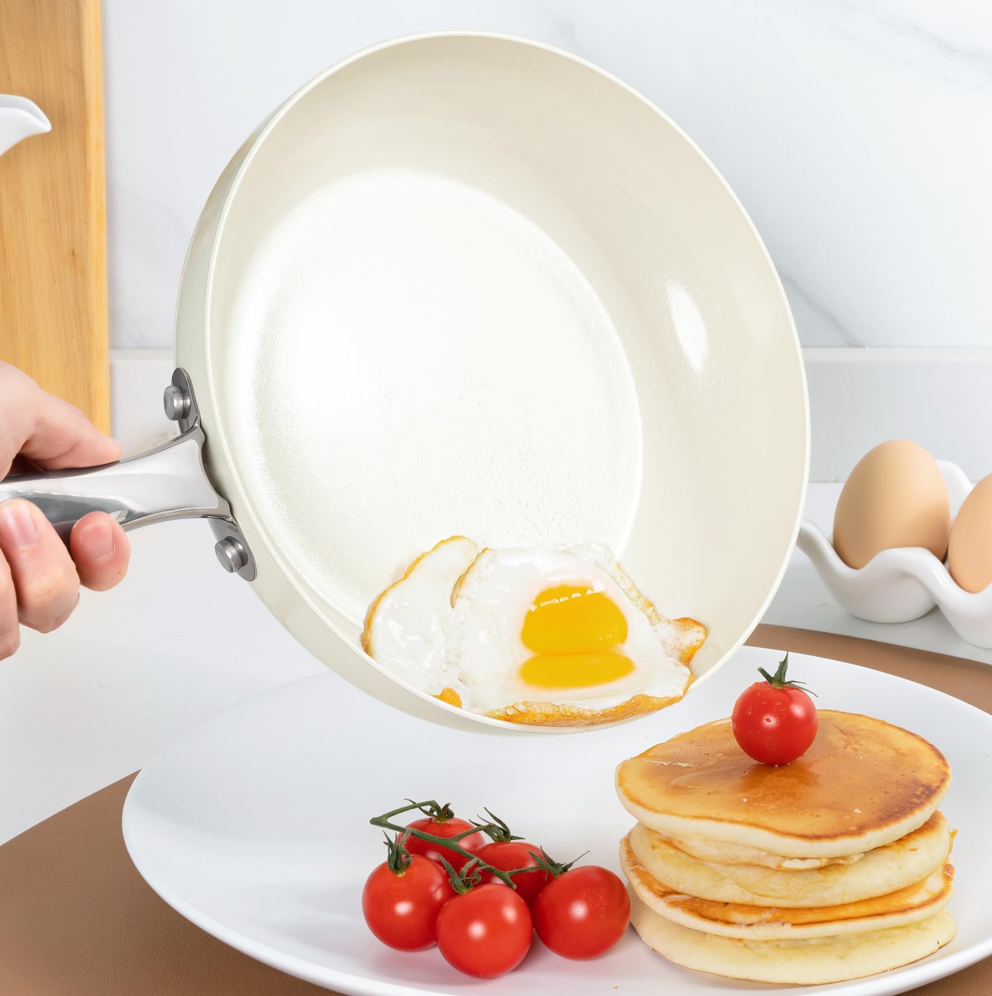 WT-FP001 Sartén Blanca Estampada con Recubrimiento Antiadherente apto para contacto con alimentos