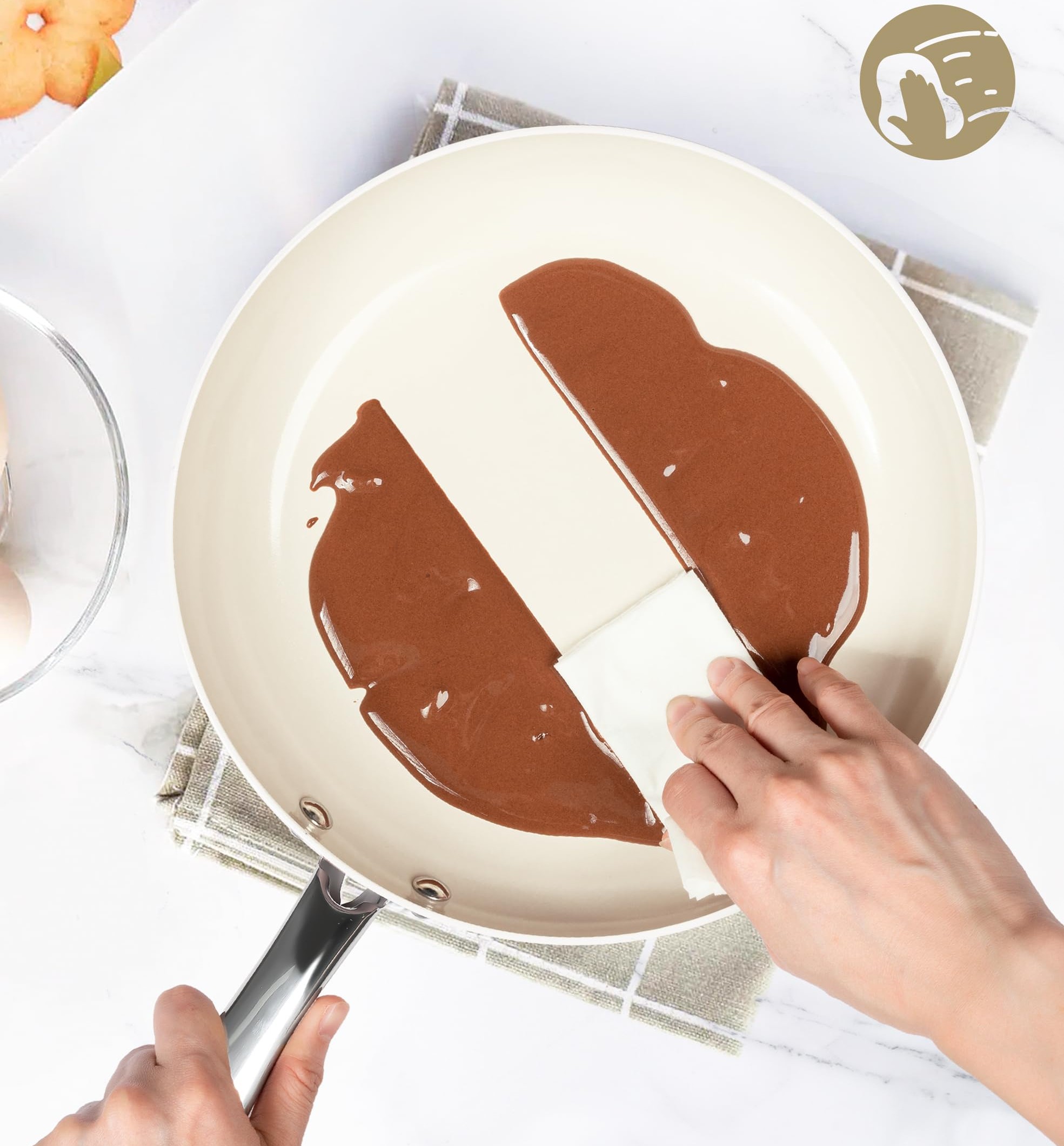 WT-FP001 Sartén Blanca Estampada con Recubrimiento Antiadherente apto para contacto con alimentos