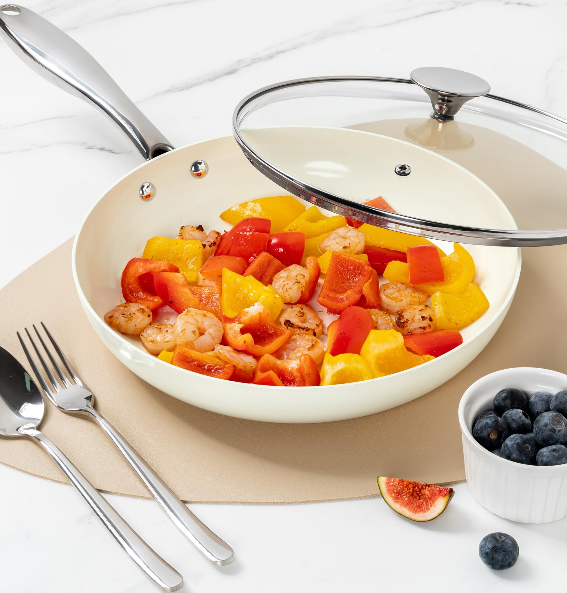 WT-FP001 Sartén Blanca Estampada con Recubrimiento Antiadherente apto para contacto con alimentos