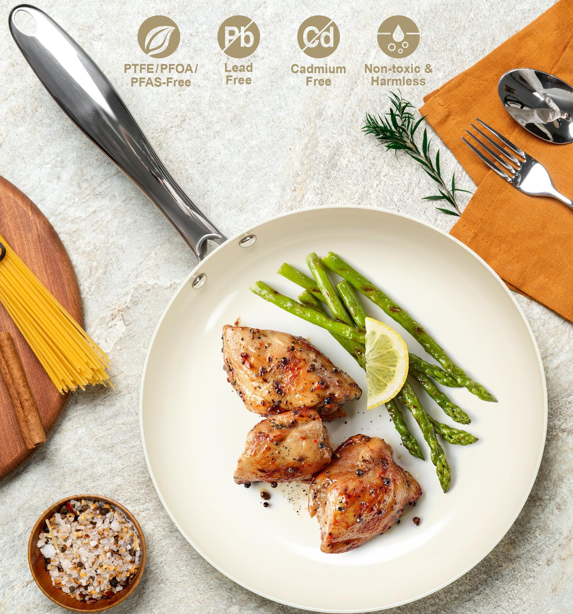 WT-FP001 Sartén Blanca Estampada con Recubrimiento Antiadherente apto para contacto con alimentos