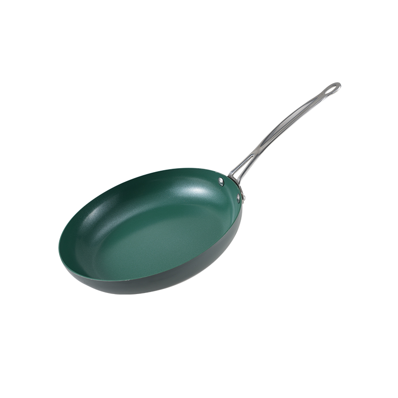 WT-FP027 Sartén prensada verde con pintura antiadherente cerámica
